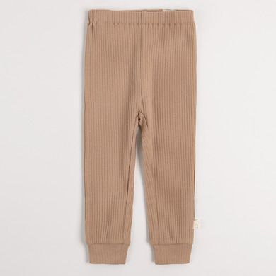 Cool Club, Set pentru baieti, Body cu maneca lunga, Pijama tip salopeta, Caciula, bumbac organic, ecru, maro