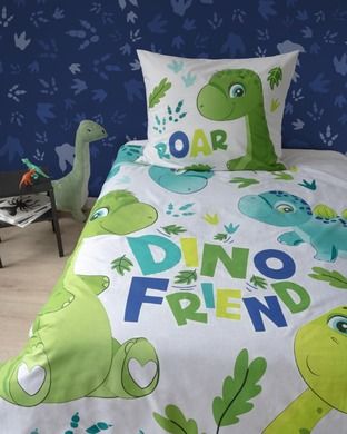 Dinozaur Fluo, set lenjerie de pat single, 160-200 cm