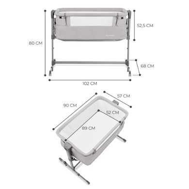 Kinderkraft, Neste Up, patut atasabil (co-sleeper) 3in1, gri