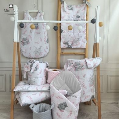 MimiNu, Lulu, set lenjerie de pat 3 piese, roz, 100-135 cm