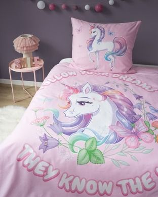 Unicorn Fluo, set lenjerie de pat single, 160-200 cm