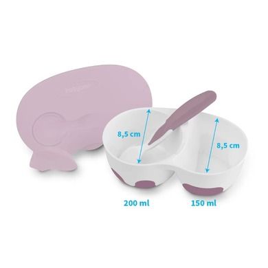 BabyOno, castron compartimentat cu lingurita, mov