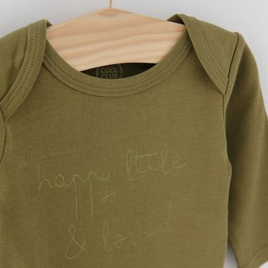 Cool Club, Body cu maneca lunga pentru baieti, verde, ecru, imprimeu animale salbatice, set 5 buc.