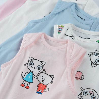 Cool Club, Body fara maneci pentru fete, mix, imprimeu Kittykit, set, 5 buc.
