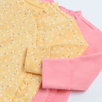 Cool Club, Pijama tip salopeta pentru fete, galben, roz, set, 2 buc.