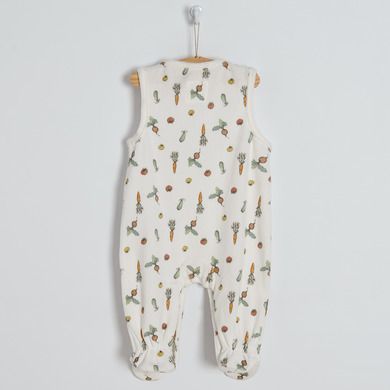 Cool Club, Set pentru bebelusi, body cu maneca lunga, salopeta cu botosei, bumbac organic, verde, ecru