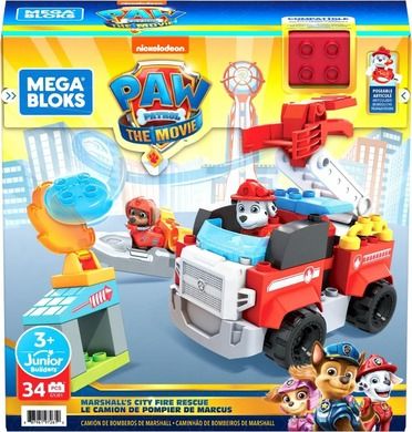 Mega Bloks, Paw Patrol, Marshall, masina si figurina, set de constructie, 34 piese
