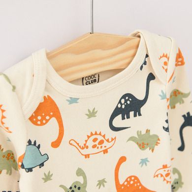 Cool Club, Body cu maneca lunga pentru baieti, mix de culori, imprimeu dinozauri, set 3 buc.