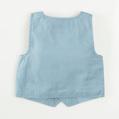 Cool Club, Set pentru baieti, body-camasa cu maneca lunga, vesta, pantaloni din material textil, papion, alb-albastru