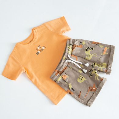 Cool Club, Set pentru baieti, Tricou, Pantaloni scurti, portocaliu-gri