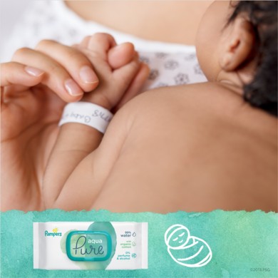 Pampers Aqua Pure, servetele umede, 9 pachete de 48 servetele, 432 buc.